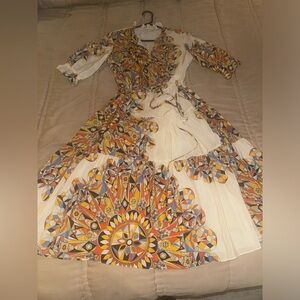 Luxurious Tory Burch mulberry silk patterned dress